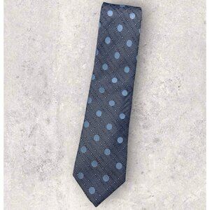 CANALI Silk Tie ITALY Gray Blue Geometric Polka Dot W:3" EUC